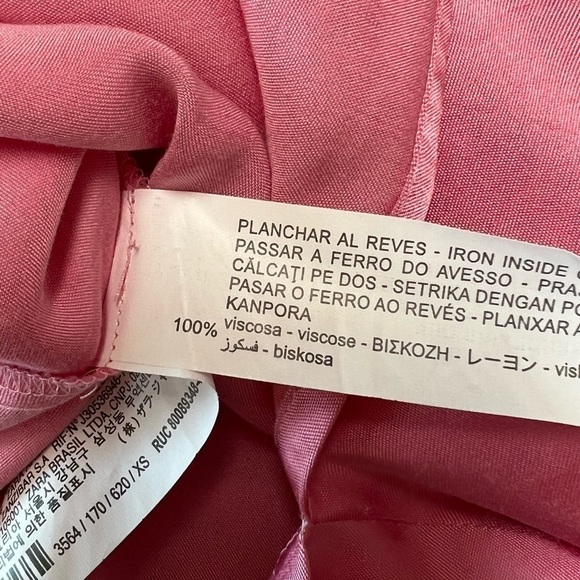 NWT ZARA 90s Y2K Barbie Pink Satin Asymmetric Hem Sleeveless Slip Midi Dress XS - Picture 9 of 9